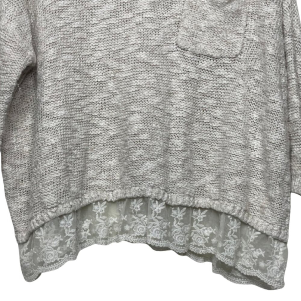 ABERCROMBIE & FITCH | Women's Oversized Cream Sweater with Lace Trim | Size M/L - Picture 4 of 12
